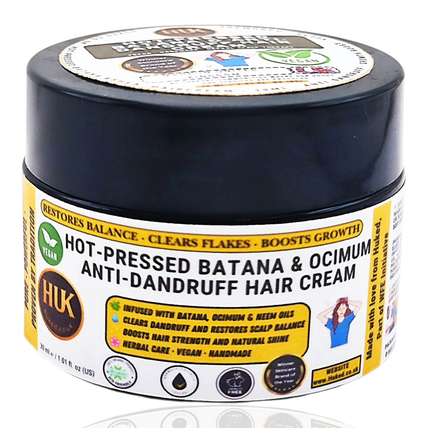 Hot Pressed Batana & Ocimum Anti-Dandruff Hair Cream – Nourishing, Soothing & Flake-Free | 30ml