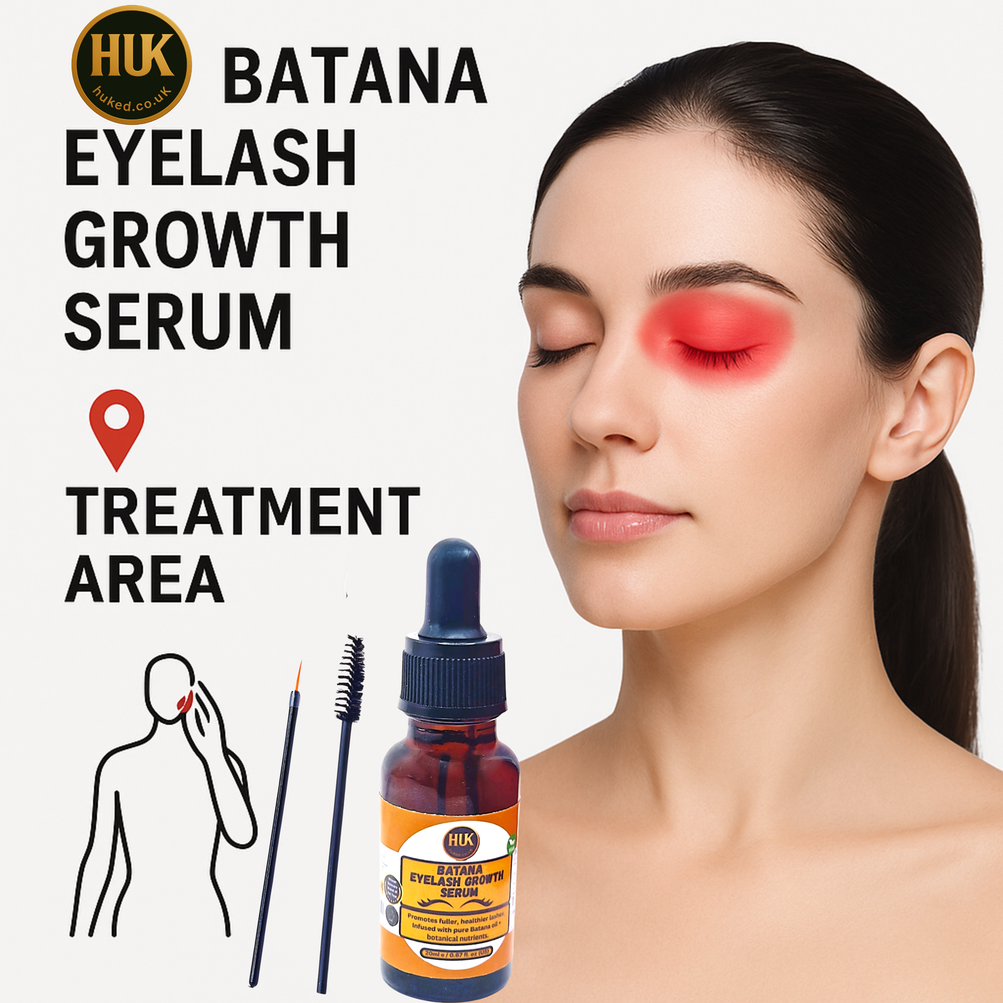 Batana Eyelash Growth Serum – Natural Lash Booster for Longer, Fuller & Thicker Lashes | Made in the UK | 20ml