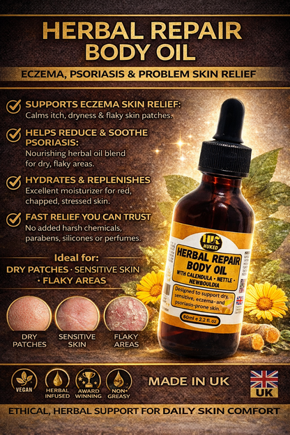 Herbal Repair Body Oil with Calendula, Nettle & Newbouldia – Deep Skin Nourishment & Healing Care | 60ml