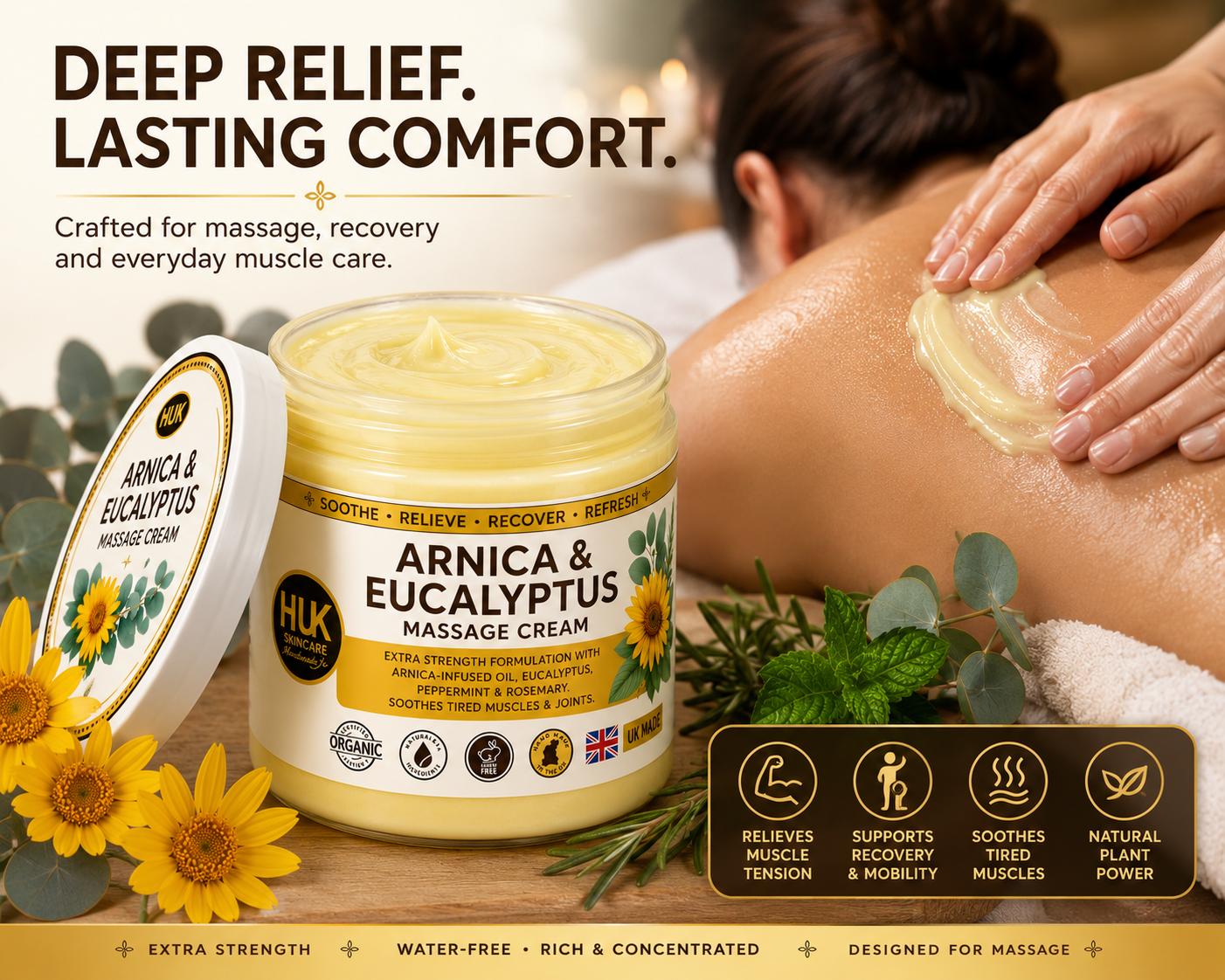 2 x Extra Strength Arnica & Eucalyptus Massage Cream | Peppermint & Rosemary