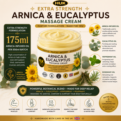 2 x Extra Strength Arnica & Eucalyptus Massage Cream | Peppermint & Rosemary