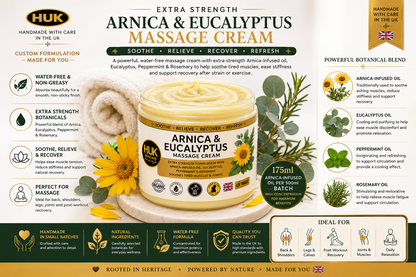 2 x Extra Strength Arnica & Eucalyptus Massage Cream | Peppermint & Rosemary