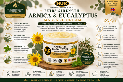 2 x Extra Strength Arnica & Eucalyptus Massage Cream | Peppermint & Rosemary