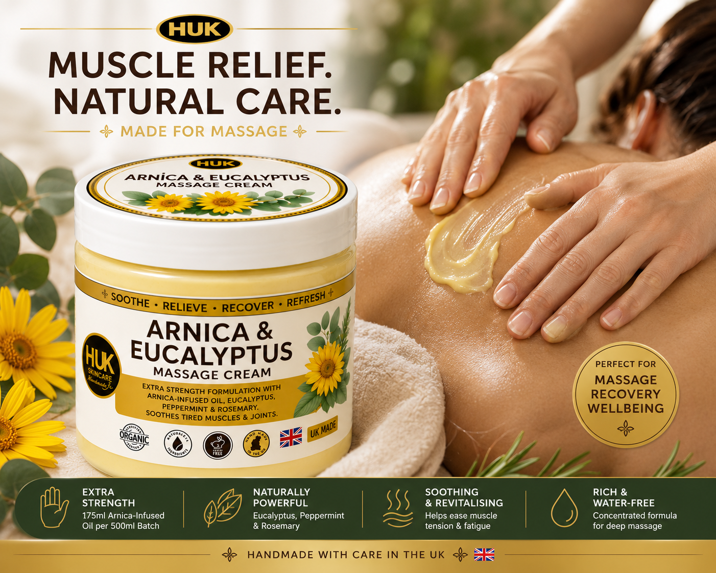2 x Extra Strength Arnica & Eucalyptus Massage Cream | Peppermint & Rosemary