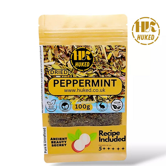 Huked Dried Peppermint - 100% Natural, Versatile Herb for Tea, Culinary, Aromatherapy & Skin Care, Supports Digestion & Wellness - UK