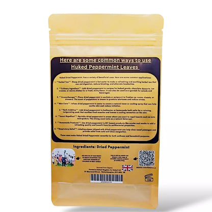 Huked Dried Peppermint - 100% Natural, Versatile Herb for Tea, Culinary, Aromatherapy & Skin Care, Supports Digestion & Wellness - UK