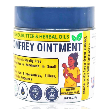 Huked 100% Vegan Comfrey Ointment 120ml | Shea Butter Herbal Balm | Natural Skin Care