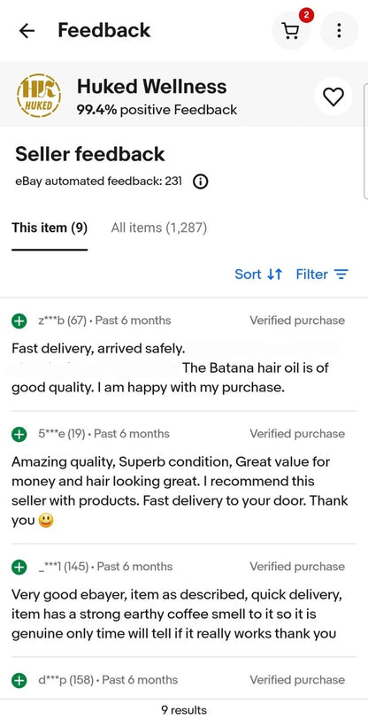 Huked® Authentic Batana Oil – Restores Damaged Hair & Promotes Growth – 60ml UK