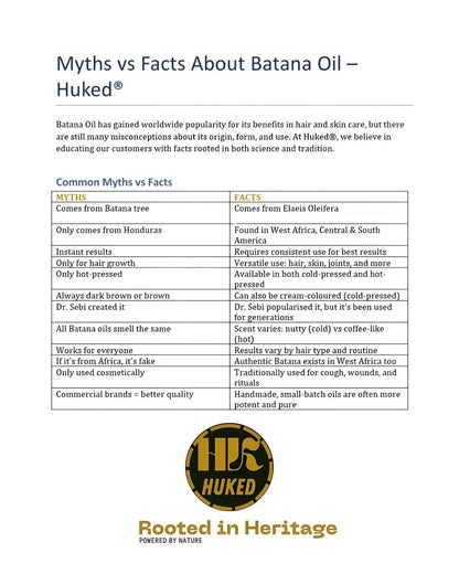 Huked® Authentic Batana Oil – Restores Damaged Hair & Promotes Growth – 60ml UK