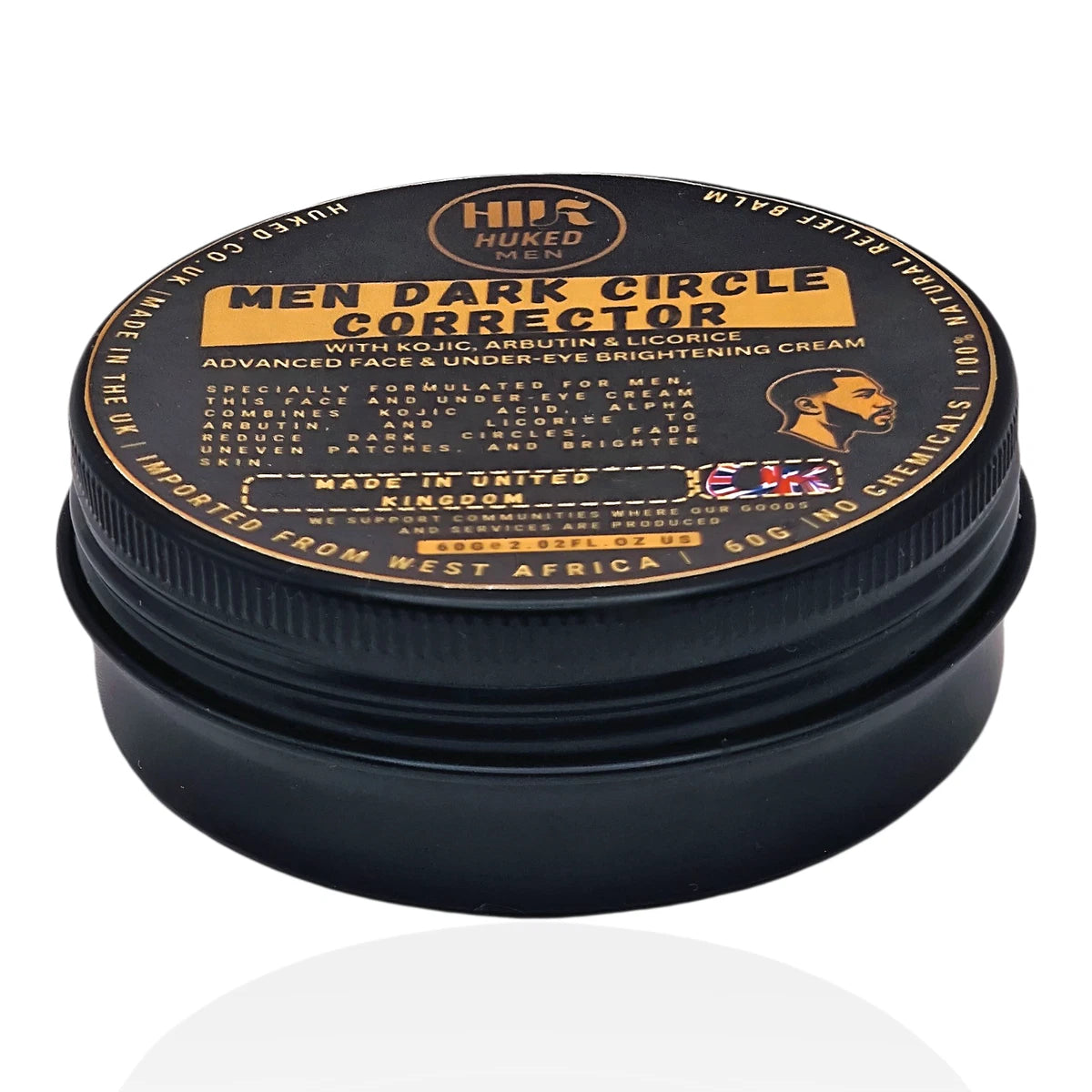 Huked Men Dark Circle Corrector Face Cream – Kojic, Arbutin & Licorice 60g (UK)