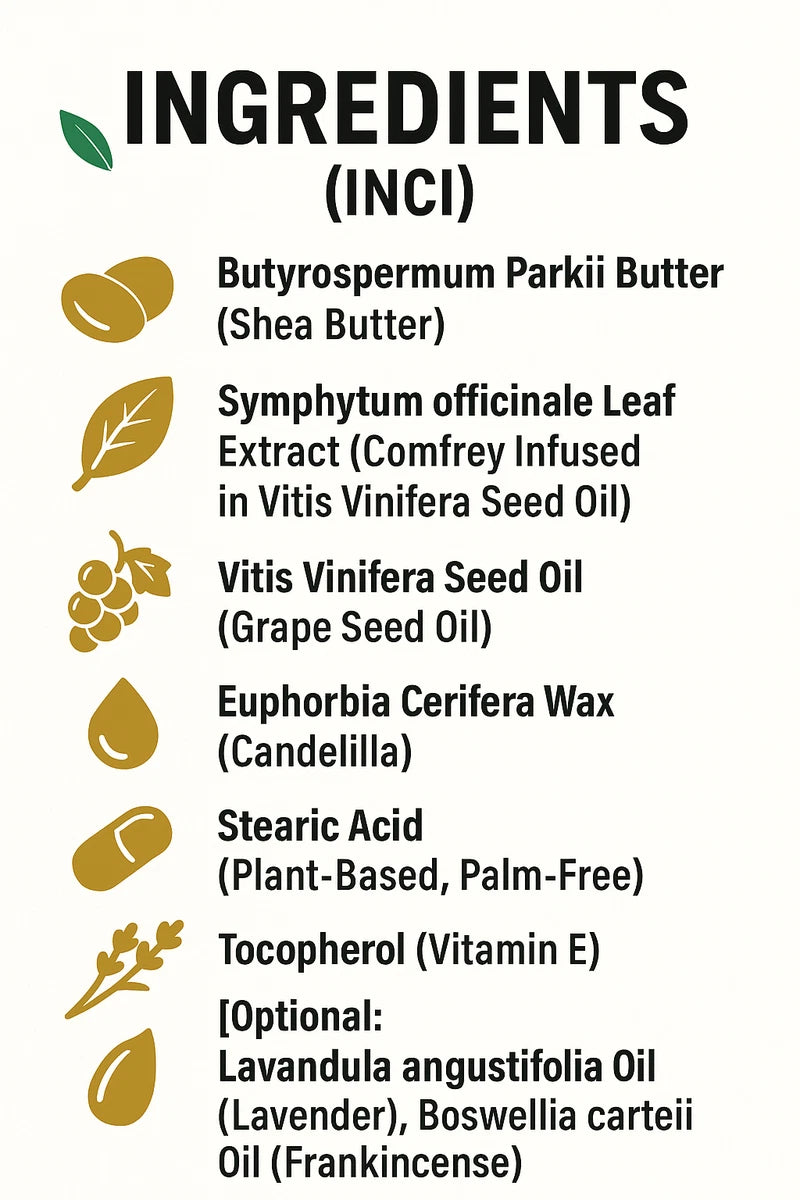 Huked 100% Vegan Comfrey Ointment 120ml | Shea Butter Herbal Balm | Natural Skin Care