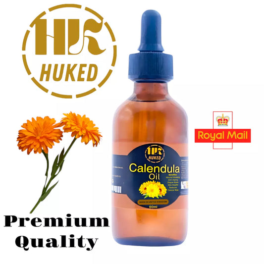 Huked Calendula Oil – Natural Skin Soothing & Healing Oil for Irritation, Moisturizing & Anti-Aging | Ideal for Eczema, Burns, & Sensitive Skin + Free Gift + Free Next Day Delivery - 60ml
