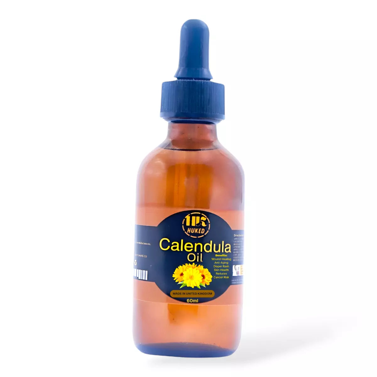 Huked Calendula Oil – Natural Skin Soothing & Healing Oil for Irritation, Moisturizing & Anti-Aging | Ideal for Eczema, Burns, & Sensitive Skin + Free Gift + Free Next Day Delivery - 60ml